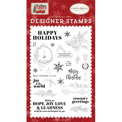 Carta Bella Christmas Market Clear Stamps - Happy Holidays